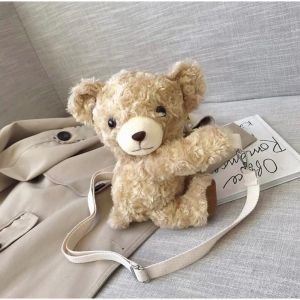 Tas beruang tedy bear bulu lucu imut gemoy Ransel Wanita Baru Boneka Mewah Ransel Kasual Tas Kepribadian Kartun Beruang