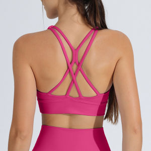 Cross Back Sports Bra for Women Yoga Top One-pad Yoga Pilates Bra Breathable Shockproof Running Dancing