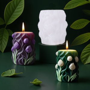 แม่พิมพ์เทียนซิลิโคนรูปดอกทิวลิป DIY ทรงกระบอก สำหรับทำสบู่หอม ของตกแต่งงานฝีมือ ปูนปลาสเตอร์ เรซิ่นอีพ็อกซี่ ของตกแต่งบ้าน