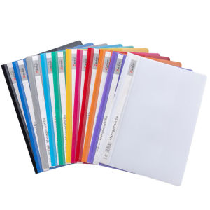 Simple Two-Page Hole-Punched Loose-Leaf A4 File Folders Transparent Colorful Report Folders Binding Clips Business Supplies