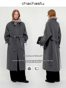 CHACHASTU | Áo Khoác Nữ Cổ Tay Thêu Ghép Từ Lông Cừu