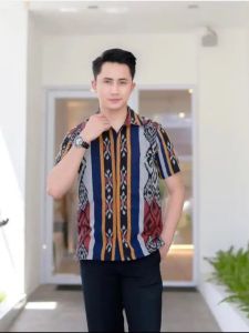 KEMEJA COUPLE MOTIF TENUN ABSTRAK | COWOK CEWEK PASANGAN KELUARGA | BY AHNAFFASHION TENUN