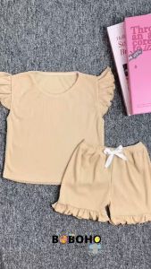 BOBOHO - SETELAN ANAK PEREMPUAN LOKAL / ATASAN RAMPEL DAN CELANA RAMPEL / FASHION ANAK GAYA FEMINIM