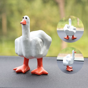Stress Relief Funny Car Dashboard Decoration Middle Finger Duck Figurine Creative Automobile Interior Accessories