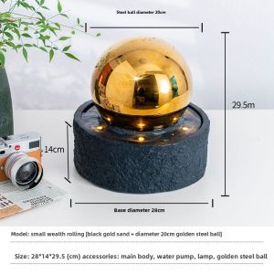 Modern Luxury Creative Fountain Water Flow Ornaments Office Living Room Desktop Rotation Wealth Generating Feng Shui Ball Decorative Pieces
