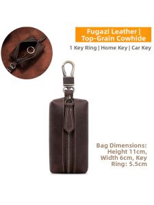 FENGHONGTAO | Túi Đựng Chìa Khóa Da Bò Crazy Horse Dung Lượng Lớn