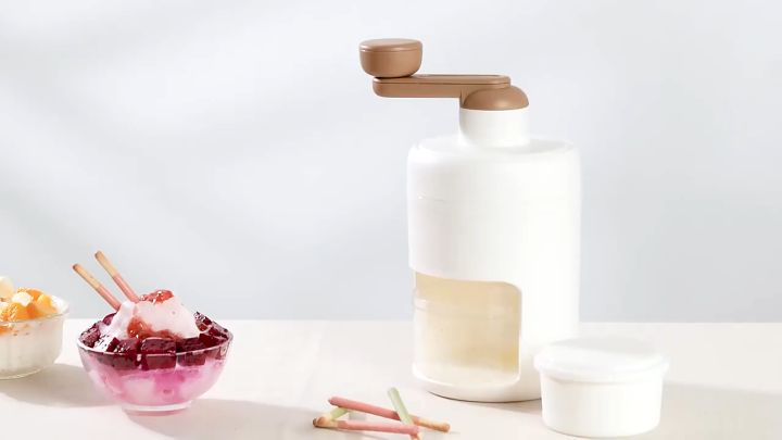 Máy bào đá tuyết, Máy xay đá bào bằng tay, Máy nghiền đá mini, Dụng cụ xay bào đá thông minh tiện dụng, máy bào đá mini với lưỡi bào bằng thép không gỉ độ bền cao, tiết kiệm sức lực