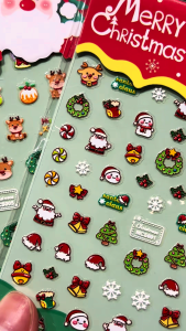 Christmas Series Nail Stickers Series | 3D Embossed Cute Santa Snowman Xmas Candy Nail Art