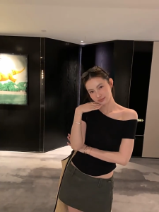 Asymmetrical double lined top Buy 1 Take 1 Free(Total of 2pcs) Half-Off Shoulder Basic Solid Top Womenswear