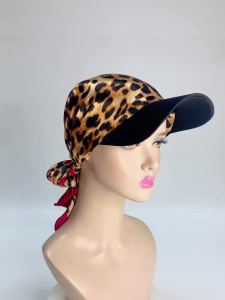 Women Fashion Printed Satin Headscarf Hat with Brim Summer Soft Breathable Sun Casual Outdoor Sports Baseball Cap Female Travel