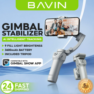 BAVIN P30 / P31 Foldable Phone 3-Axis Gimbal Stabilizer w/ Tripod Fill Light AI Smart Face Tracking for iPh & Android