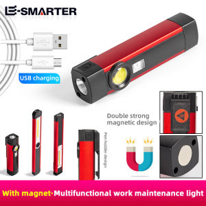 USB Rechargeable LED Flashlight with Magnet and Hook Life Waterproof With Red light Power Bank Repairing Work Emergency Lantern