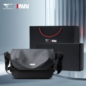 Septwolves Mens Sporty Casual Crossbody Bag Large Capacity Commuter Backpack Single Shoulder Bag Street Trend Oxford Cloth