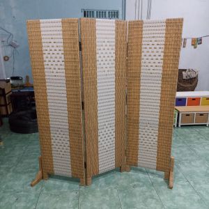 Sekat Ruangan Rotan Sintetis 3 Panel