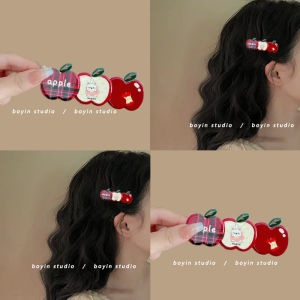 Versatile Retro Cartoon Apple Duckbill Hair Clip Cute Dog Side Ponytail Holder Girls Heart Forehead Hair Accessory