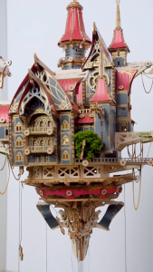 HowCat Dracula Red Fantasy Steam Castle DIY Wooden Puzzle (S1084E) 3D Wooden & Paper Puzzle