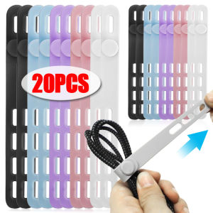 20Pcs Silicone Cable Ties Reusable Travel Cable Wires Organizer with 4 Adjustable Holes For Home Office Desk Tidy Management