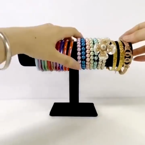 T-Bar Jewelry Display Stand Black Velvet Bracelet Necklace Bangle Stand Organizer Watch Rack