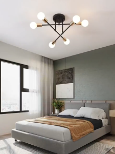 【6pcs Free Bulb】6-Light Modern Industrial Style Ceiling Light Fixture Nordic Personality Ceiling Light Semi Flush Mount living room Indoor Chandelier Modern Pendant Light