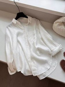 Loose Linen Tops Sun Protection Air-Conditioner Blouse Stylish Niche Style Chic Unique French Style Long Sleeve Shirt Women Summer