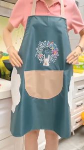 Apron Sleeveless Waterproof Kitchen Chef Cooking Baking Apron Hanging Neck and Wiping Hand Apron Oxford Dapur 厨房围裙 E26