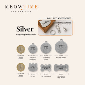 MeowTime Personalised - Laser-Engraved Matte Steel Pet Name Tag for Cats & Dogs
