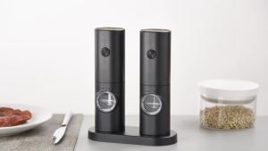 cliton | Electric Automatic Salt And Pepper Grinder Set LED Light Adjustable Battery Powered Spice Mills Kitchen Grinding Tools