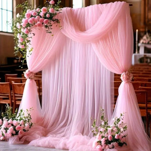 6M Tulle Backdrop Arch Draping Sheer Backdrop Curtain Wedding Photo Background Drapes for Baby Shower Photography Birthday Party