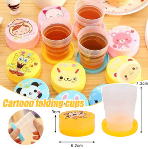 แบบพกพาพับมากแก้วน้ำการ์ตูนน่ารัก พกพาสำหรับท่องเที่ยวกลาง น้ำแบบพกพาสำหรับนักเรียน