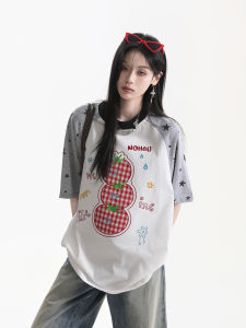 zuocisankon | Vintage American Embroidered Raglan Oversized Tee