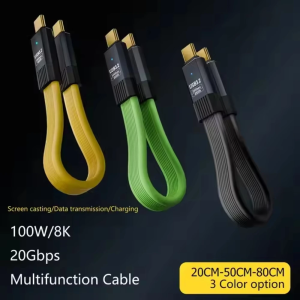 PD 100W Short USB C to USB C Cable Fast Charging 5A USB C Cord USB3.2 20Gbps Data Transfer 8K 60Hz Flat Data Charge Cable