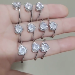 แหวนเพชรเดียว มอสซานิต หัวใจ 925เงิน ผู้หญิง 925เงินแหวนเพชรโมซานิตรูปหัวใจ ปรับขนาดได้