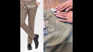 Celana Formal Pria Panjang Slim Fit Kerja Kantor Bahan Casual Modern Cream Gelap