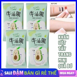 Khăn Tẩy Trang Trái Bơ AIXIAOJIN Chứa Khoáng Chất Dùng 1 Lần [ Gói /1 Tờ ] Nhỏ Gọn Tiện Lợi - Khăn Ướt  Khăn Giấy Ướt Mini Đa Năng
