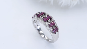 Lohaspie Jewelry Pure 1.8 Carats Solid Sterling Silver 925 Ring Original Natural Rhodolite Garnet Tanzanite Ring 925 Silver Ring Women Original Wedding Ring For Women Jewelry