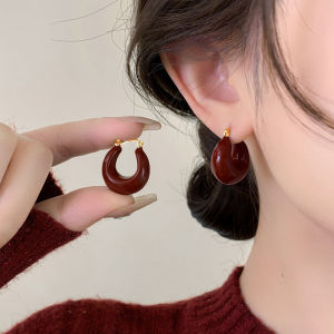 Vintage Red Silver Earrings
