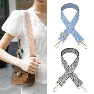 Adjustable Crossbody Bag Strap with Woven Pattern Underarm Wide Shoulder Strap Color Block Replacement Backpack Strap