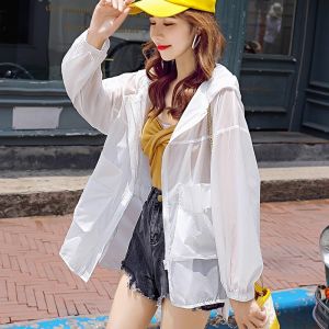 High-End UV Protection Womens Summer New Fashion Lightweight Breathable Sunscreen Clothing Outerwear Nylon Solid Color Commute