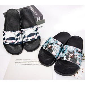 New Anime Jujutsu Kaisen Summer Cartoon Graffiti Five Lines Enlightenment Waterproof Home Mens Slippers Thick Bottom Breathable