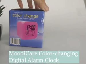 Moodicare Square Cube RGB Glowing LED Color Change Digital Alarm Clock/ Jam Loceng Petak Meja