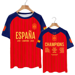 LUOQIU | Áo Thun Tay Ngắn Kỷ Niệm Vô Địch World Cup 2026 Tây Ban Nha Chất Liệu Ice Silk Dry-fit
