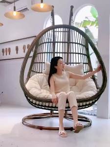 Basket Rattan Swing Chair For Balcony Hanging Rattan Swing Chair Swing Chair Hanging Rattan Chair Hammock Internet Celebrity Birds Nest Chlorophytum Moisture-Proof and Waterproof 吊椅