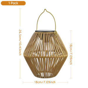 Outdoor Solar Rattan Lanterns Waterproof Hanging Boho Solar Lights for Garden Patio Yard Porch Decorative Lighting