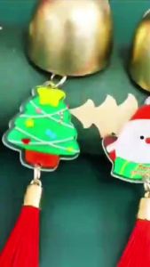 Cute Christmas Acrylic Wind Chime Tassel Pendant Keychain For Women Girls Cartoon Backpack Decoration Accessories Gifts