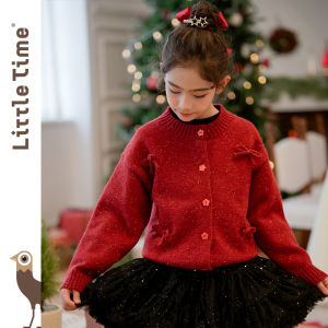 Children New Year Bowknot Cardigan Sweater