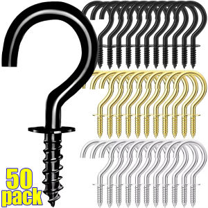 50Pcs Mini Ceiling Screw Hooks Iron Hanger for Outdoor String Lights Hanging Plants Mug Arts Decorations Cup Extend Hooks