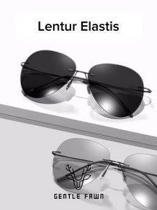 Gentle Fawn Kacamata  Sunglasses Photocromic Polarized Style Aviator Rimless Fashion Pria Bahan Metal Kuat Kokoh 3188