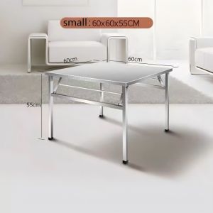 Thickened 304 Stainless Steel Foldable Square Table Heavy‑Duty Portable Anti‑Rust Table for Bazaar Stall Home Restaurant Camping