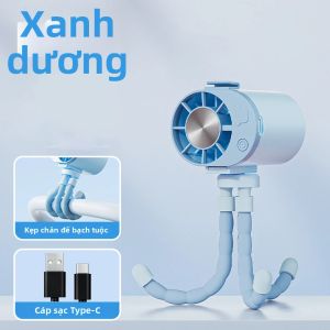 Quạt Mini Đa Năng Hình Con Bạch Tuộc Sạc USB Xoay 360 Độ Cầm Tay Kẹp Được Dùng Cho Xe Đẩy Xe Đạp Cắm Trại Ngoài Trời