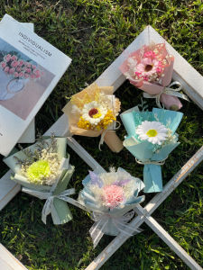 Mini Dried Flower Small Bouquet Carnation Sunflower Birthday Gift for Children Valentines Day Decoration Mini Flower Gift